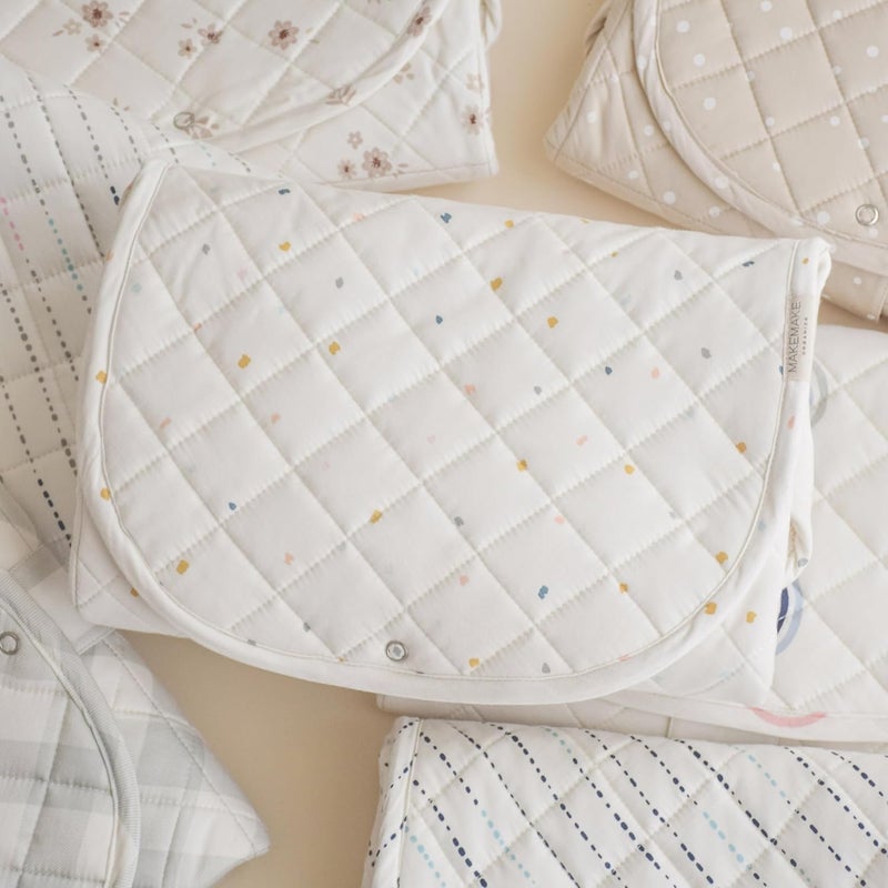 MakeMake Organics Organic Portable Changing Pad GOTS Certified Organic Cotton Fill Portable Diaper Changing Mat Diaper Clutch Changing Station Kit Compact Travel Pad (33"x34", Dotty) - Image 2